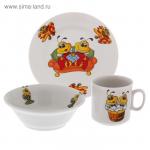 Набор посуды Пчёлы, 3 предмета: кружка 200 мл, салатник 360 мл, тарелка мелкая d=17 см, рисунок МИКС