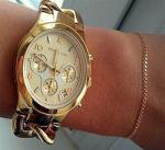 Часы с плетеным браслетом в стиле MKors-GOLD