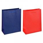 Пакет подарочный, высококачественная бумага с фолдингом, 26х32х10  см, красный и синий, 2 цвета