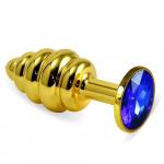 *Золотая втулка LOVETOY Spiral с синим кристаллом, 512-07 BLUE-DD