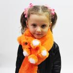 Меховой шарф Мишка для взрослых и детей Оранжевый