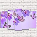 Модульная картина Бабочки у воды с орхидеями 5-1