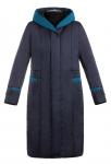 Пальто женское Исида темно-синяя голубая вставка плащевка (синтепон 200) С 0390