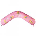 Подушка для беременных "MamaRelax" 23х185, политерм, чехол на молнии, бязь, 100% хлопок, "Мишки с мёдом (розовый)"