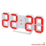 Часы-будильник "LUMINOUS", Perfeo LED, белый корпус / красная подсветка (PF-663) PF_5201