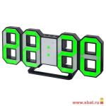 Часы-будильник "LUMINOUS", Perfeo LED, черный корпус / зелёная подсветка (PF-663) PF_5198