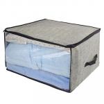 VETTA Кофр для подушек и одеял с прозрачным окном, 60х50х35 см, искусственный лен, полиэтилен