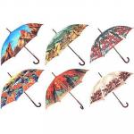 Зонт-трость женский, сплав, пластик, полиэстер, длина 60 см, 8 спиц, 6 дизайнов,1268Z