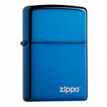 Зажигалка Sapphire Zippo Logo, латунь/сталь, синяя с фирменным логотипом, глянцевая