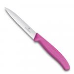 Нож Victorinox для очистки овощей, лезвие 10 см волнистое, розовый