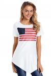 Белая футболка с асимметричным низом и изображением американского флага