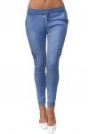 Голубые "линялые" джинсы-скинни со шнурком в поясе