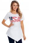 Белая футболка с асимметричным низом и надписью USA