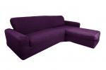 Чехол на диван угловой с оттоманкой, правый, фиолетовый