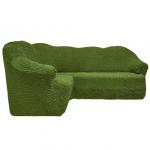 Чехол на диван угловой без оборки, зеленый
