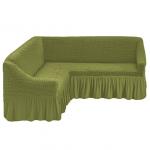 Чехол на диван угловой, зеленый.