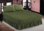 Чехол на кровать, на резинке + 2 наволочки, Зеленый