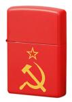 Зажигалка Zippo Серп и молот с покрытием Red Matte, латунь/сталь, красная, матовая, 36x12x56 мм