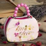 Шкатулка металл сумочка "Акварельные цветы" 4,5х13,5х12 см