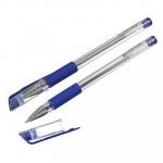 Ручка гелевая синяя, с резиновым держателем, 14,9 см, наконечник 0,5 мм