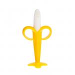 Зубная щётка «Банан», на присоске, с ограничителем для безопасности, силикон, от 3 мес., цвет жёлтый