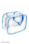 Комплект прозрачных сумок в роддом 3 в 1 голубой