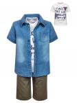 Комплект для мальчика: джинсовая рубашка, футболка и шорты