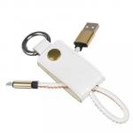 FORZA Кабель-брелок для зарядки Micro USB, 1А, в кожаной оплетке с кольцом