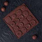 Форма для льда и шоколада "Пуговки", 16 ячеек, цвет МИКС