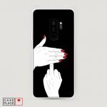 Cиликоновый чехол Fuck на черном фоне на Samsung Galaxy S9 Plus