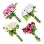 Цветок искусственный в виде роз, букет, пластик, полиэстер, 23 см, 4 цвета