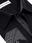 0197TEBS Черная однотонная мужская рубашка больших размеров с узорным подкроем