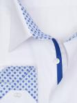 0205TEBS Белая однотонная мужская рубашка больших размеров с узорным подкроем
