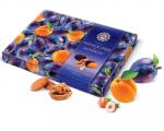 Коробка чернослив и абрикос в шоколадной глазури с орехами