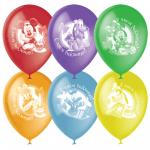 Воздушные шары,  50шт., М12/30см, Поиск Disney "С Днем Рождения", ассорти, пастель+декор, растровый, 4690296041243/2035