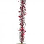Мишура "Цветок", 1 штука, диаметр 120мм, длина 2м,серебро с красными цветами, Г-272