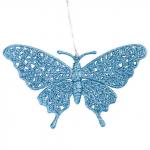 Украшение елочное подвесное "Голубая бабочка", 16,7х10см, пластик, 77894