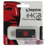USB флэш-диск 3.0 64GB Kingston Data Traveler DT106 чёрный/красный