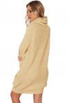 Абрикосовое вязаное мини платье с карманами и объемным воротником