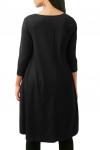 Черная расклешенная блуза-туника с кружевной оборкой