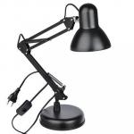 Лампа настольная с выкл. на шнуре 100  см, 60W, H50  см, 220V, E27, металл, черная