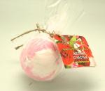 Бурлящий шарик Желаю счастья (бело-розовая, аромат «ШОКОЛАДНЫЙ МУСС») для ванн 150 грамм с сюрпризом (игрушка внутри), бомбочка