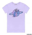 Лавандовая  женская футболка с подворотами Планета
