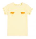 Бежевая  женская футболка с подворотами Дольки апельсина