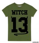 Женская футболка Хаки с подворотами 13 Ведьма
