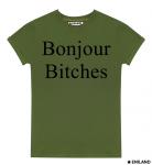 Женская футболка Хаки с подворотами Бонжур