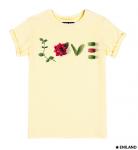 Бежевая  женская футболка с подворотами Любовь