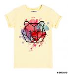 Бежевая  женская футболка с подворотами Тату медведь
