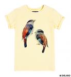 Бежевая  женская футболка с подворотами Две птички