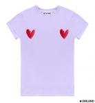 Лавандовая  женская футболка с подворотами Сердечки